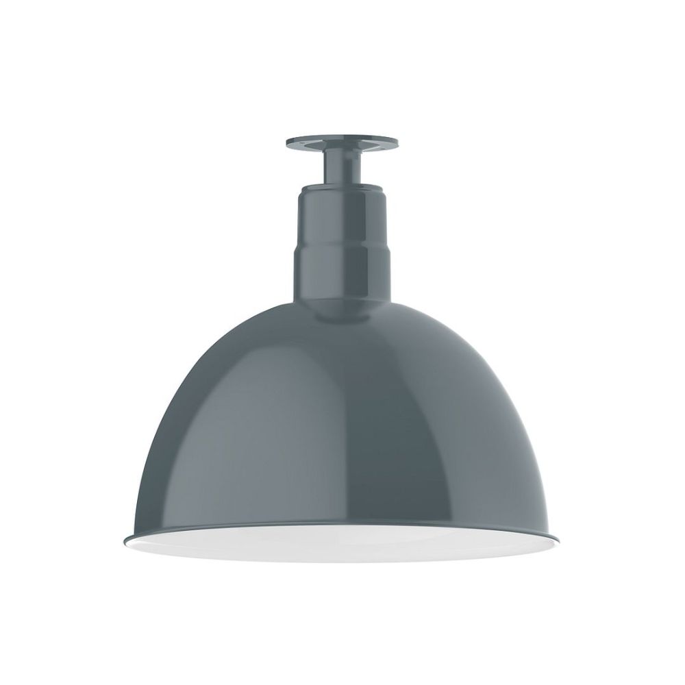 Montclair Lightworks FMB117-40-W16-L13 16" Deep Bowl Shade, Led Flush Mount Ceiling Light With Wire Grill, Slate Gray